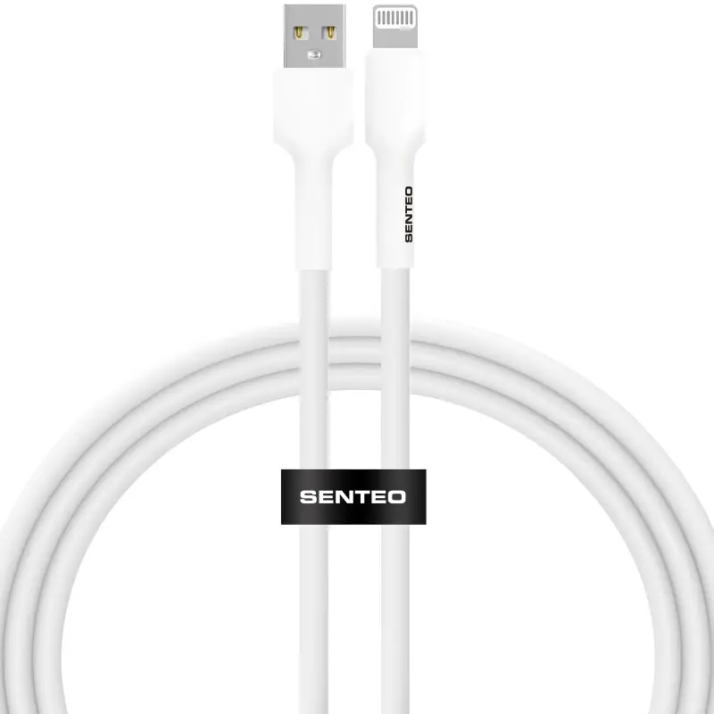 Data kabel Senteo SL-03 soft silicone USB-A to Lightning 2.4A (1m), White