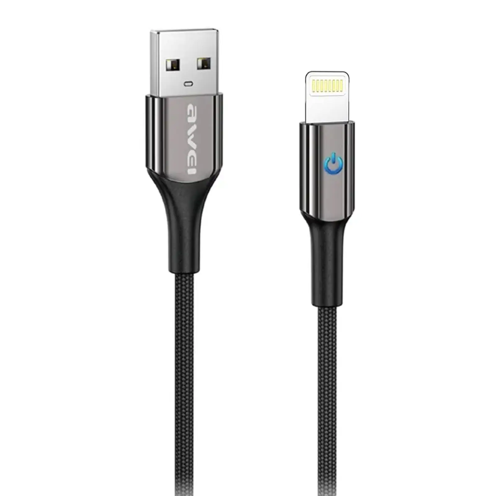 Data kabel Awei CL-9 Power-Off USB to Lightning 12W (1m), Black