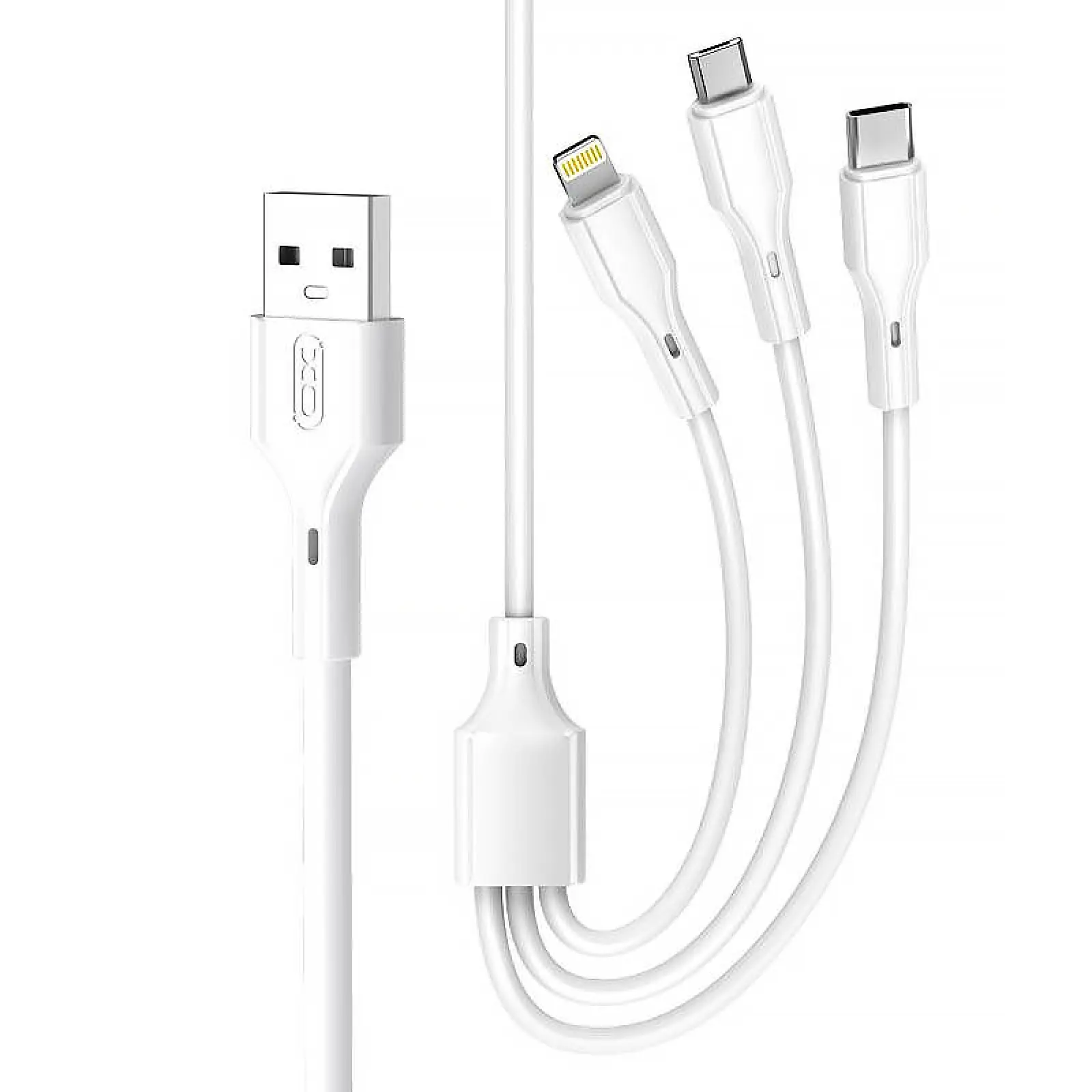 Data kabel XO NB230 3in1 USB-A to C/M/L 2.4A (1m), White