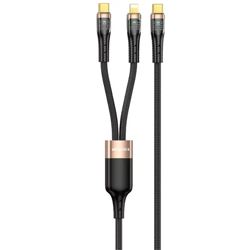 Дата кабель Awei CL-231 2 in 1 USB-C to C/L 100W (1m), Black