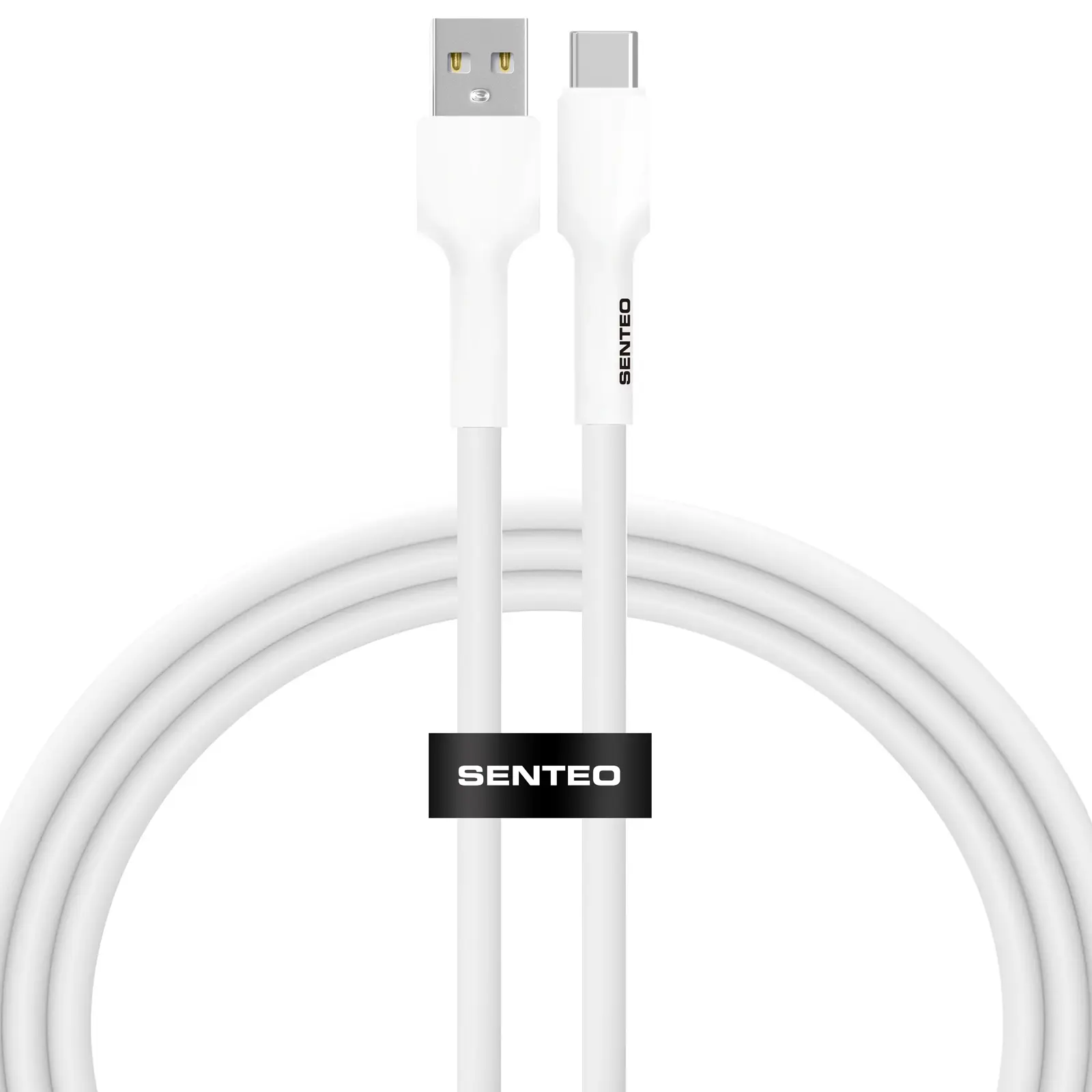 Data kabel Senteo SL-03 soft silicone USB-A to USB-C 3A (1m), White
