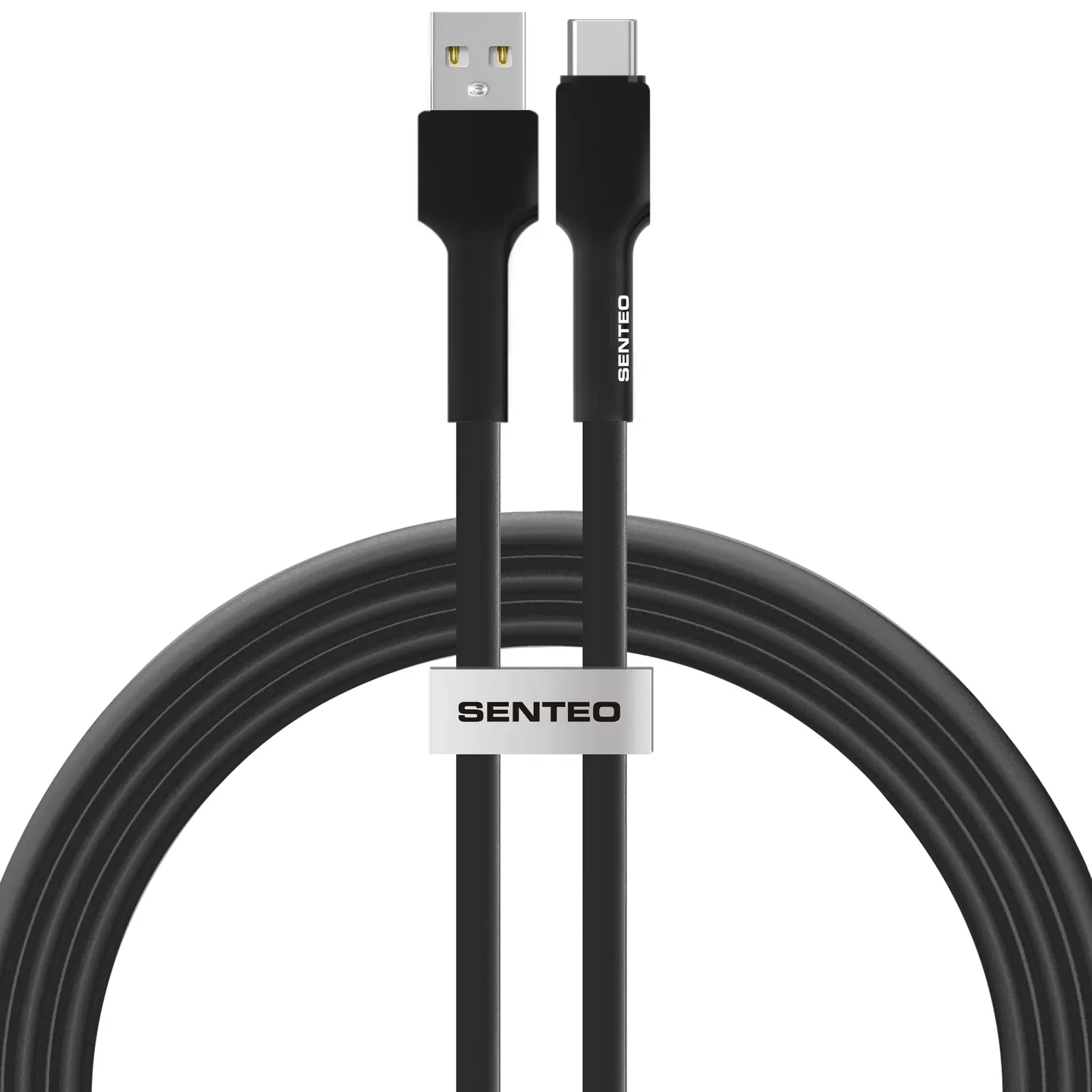 Data kabel Senteo SL-03 soft silicone USB-A to USB-C 3A (2m), Black