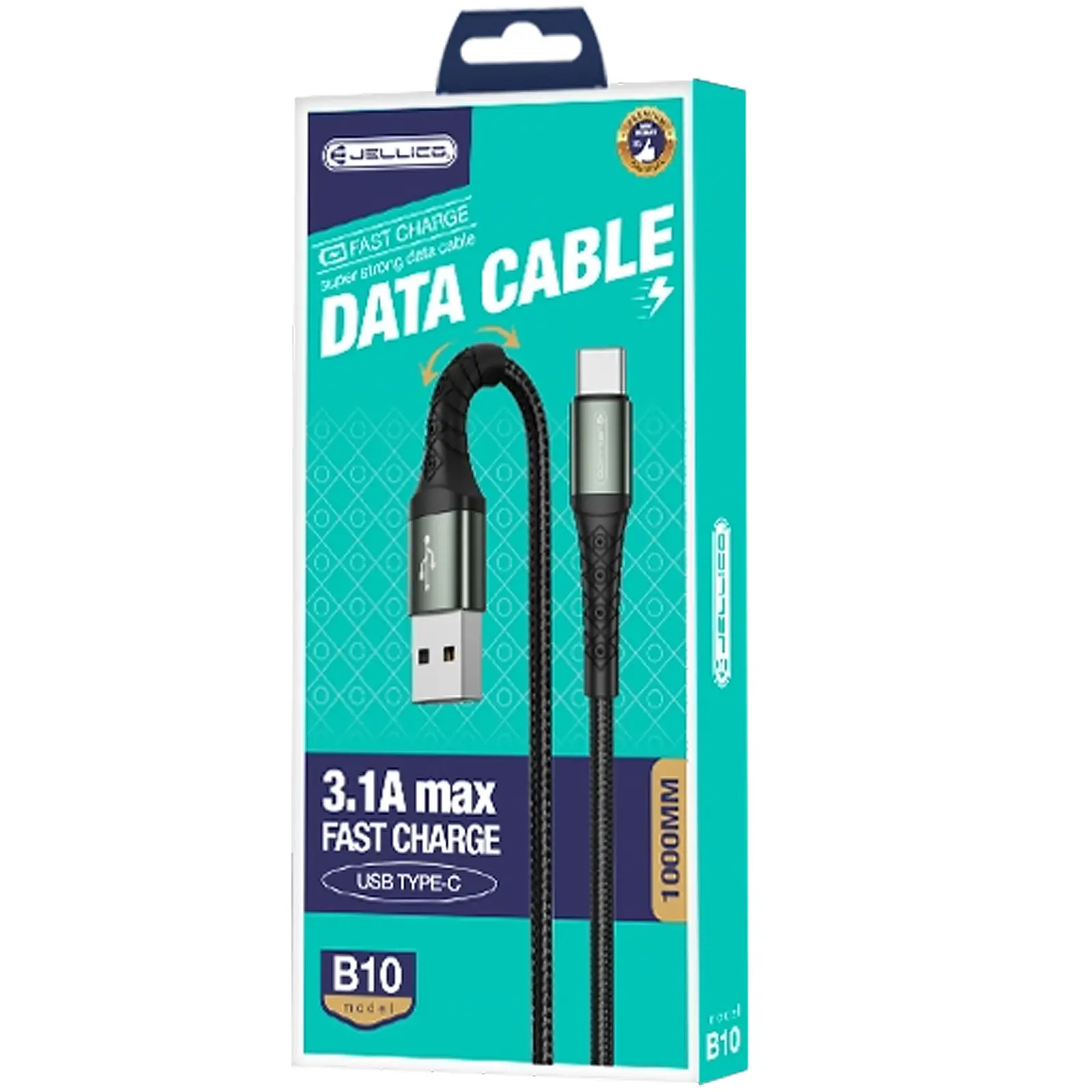 Дата кабель Jellico B10 USB to Type-C 3.1A (1m), Black 2