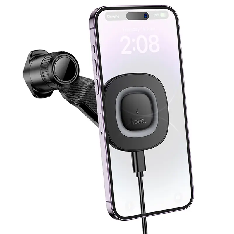 Uchwyt samochodowy с ładowarka bezprzewodowa Hoco HW30 Crown magnetic 15W (air outlet), Black / Metal gray 1