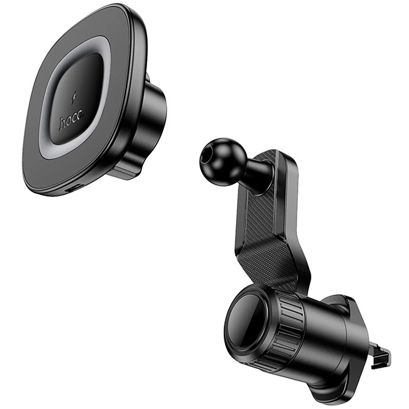 Uchwyt samochodowy с ładowarka bezprzewodowa Hoco HW30 Crown magnetic 15W (air outlet), Black / Metal gray 2