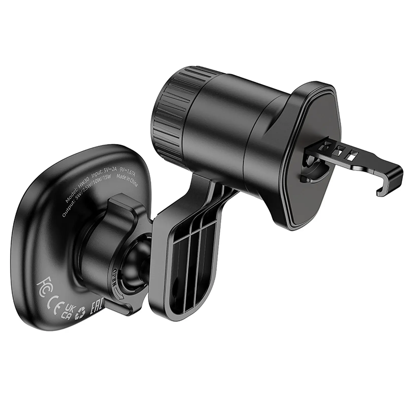 Uchwyt samochodowy с ładowarka bezprzewodowa Hoco HW30 Crown magnetic 15W (air outlet), Black / Metal gray 3