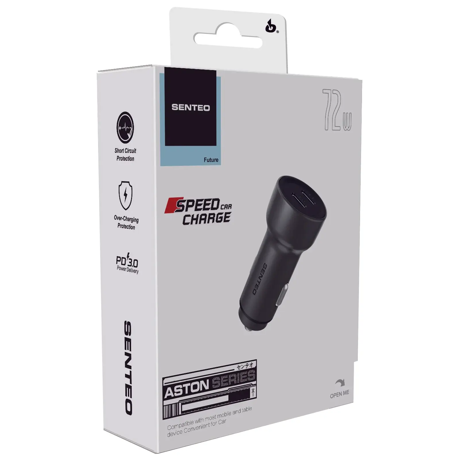 Ładowarka samochodowa Senteo Q-05 Aston Series PD36W+PD36W (2USB-C), Black 1