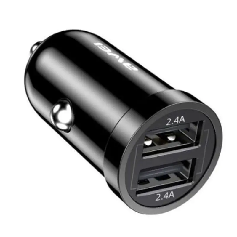 Car charger Awei C-826 2.2A (2USB-A) + cable USB to Type-C, Black 1