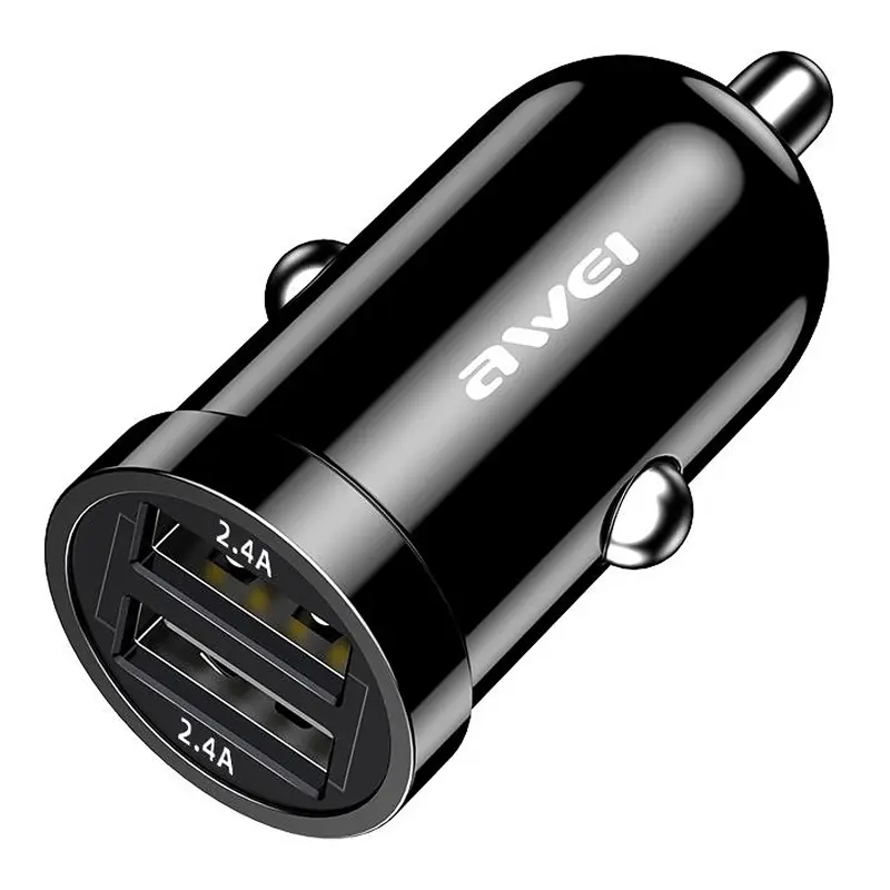 Car charger Awei C-826 2.4A (2USB-A), Black 3