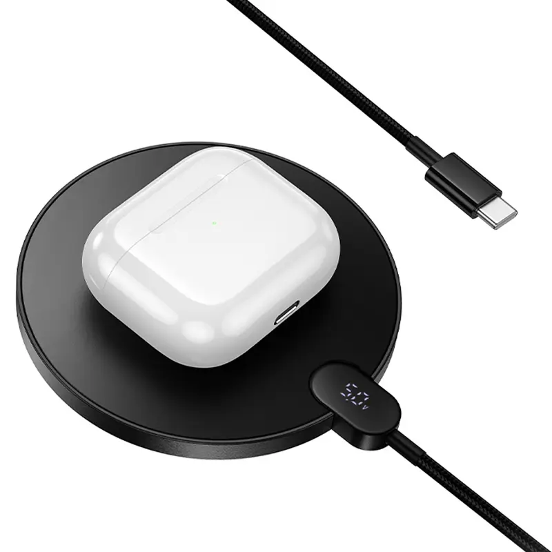Wireless charger Hoco CW62 Peak with digital display and cable 15W, Black 2
