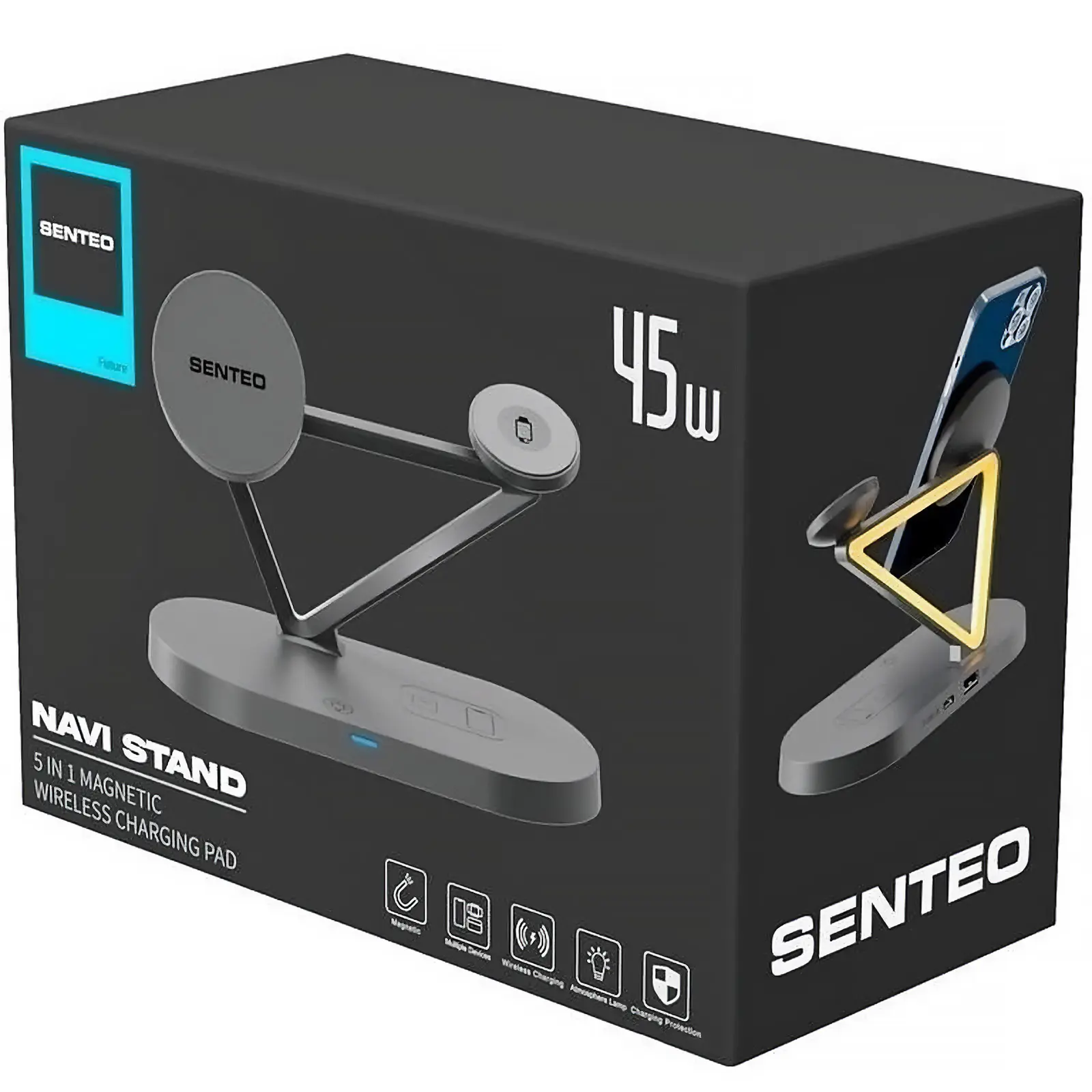 ładowarka bezprzewodowa Senteo D1 NAVI STAND 5 in 1 45W, Black 1