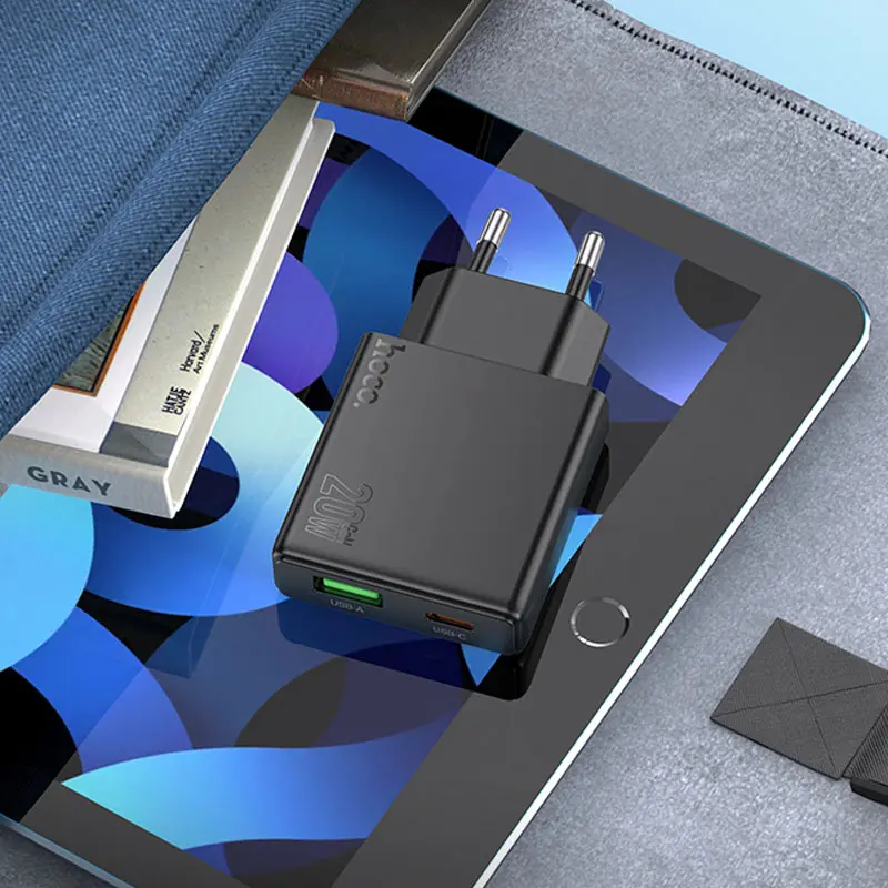 Сharger Hoco N38 Delgado PD20W+QC3.0 (1USB-A/1C), Black 2