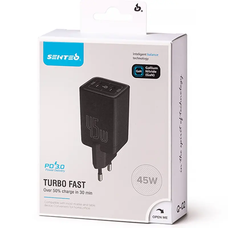 Ładowarka sieciowa Senteo Z-12 GaN PD45W (2USB-C), Black 2