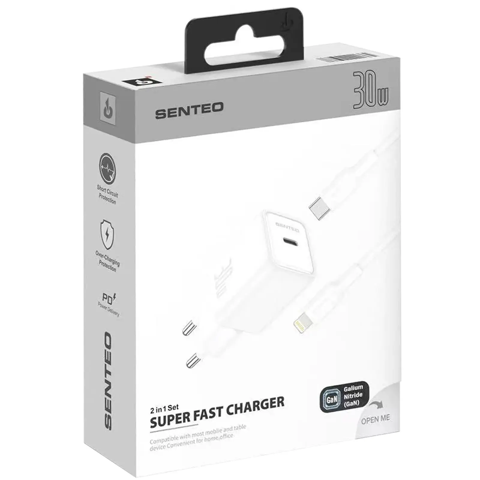 Ładowarka sieciowa Senteo Z-16L PD30W (1USB-C) + kabel USB-C to Lightning, White 1