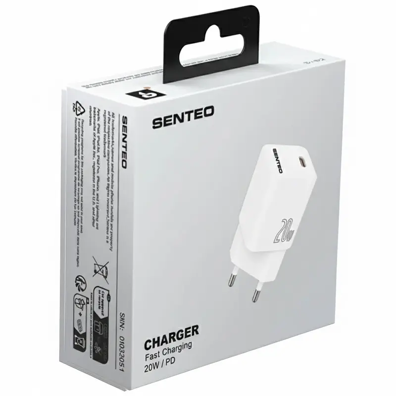 Ładowarka sieciowa Senteo S-02 Ver.1 PD20W (1USB-C), White 2