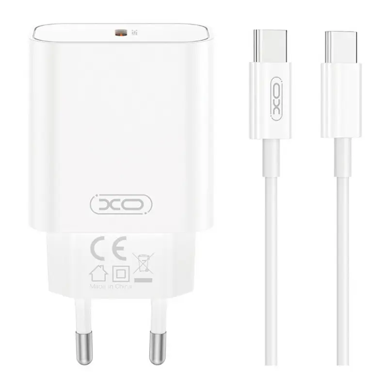Ładowarka sieciowa XO CE32 PD20W (1USB-C) + cable USB-C to USB-C, White