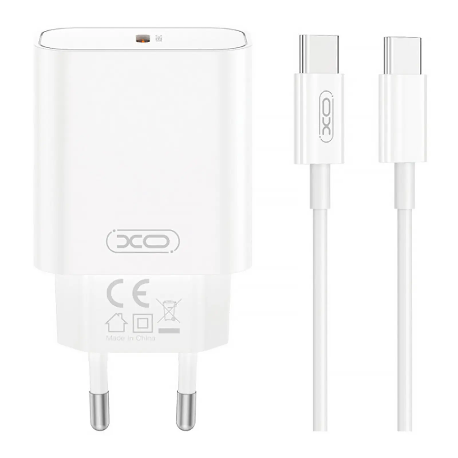 Ładowarka sieciowa XO CE32 PD20W (1USB-C) + cable USB-C to USB-C, White
