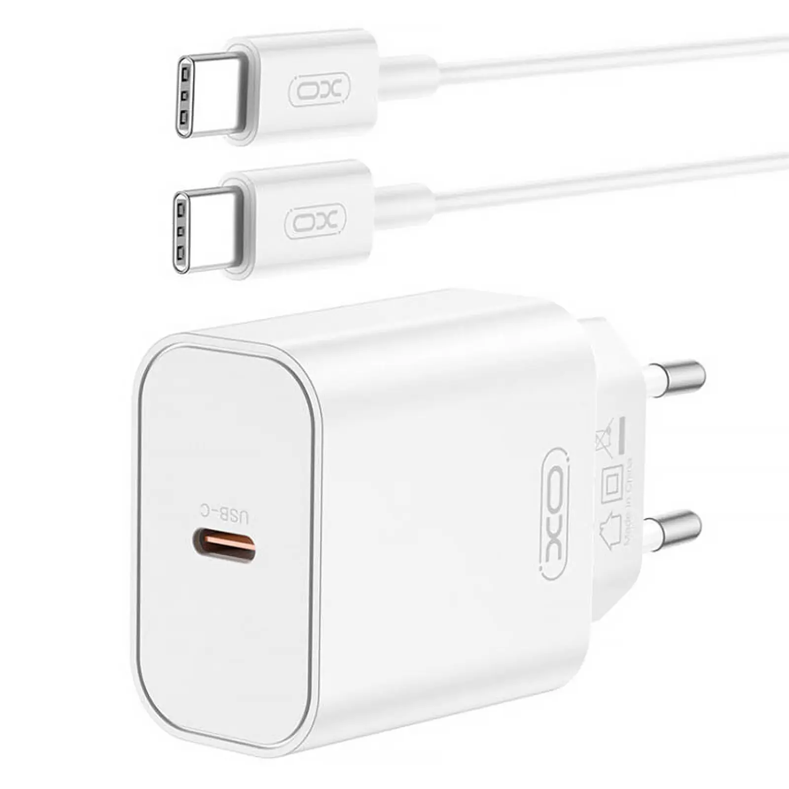 Ładowarka sieciowa XO CE32 PD20W (1USB-C) + cable USB-C to USB-C, White 1
