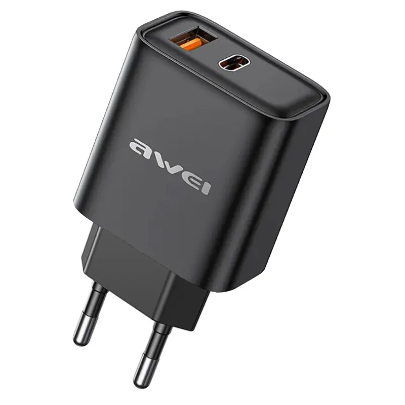Ładowarka sieciowa Awei PD81 PD20W+QC3.0 (1USB-A/1C), Black