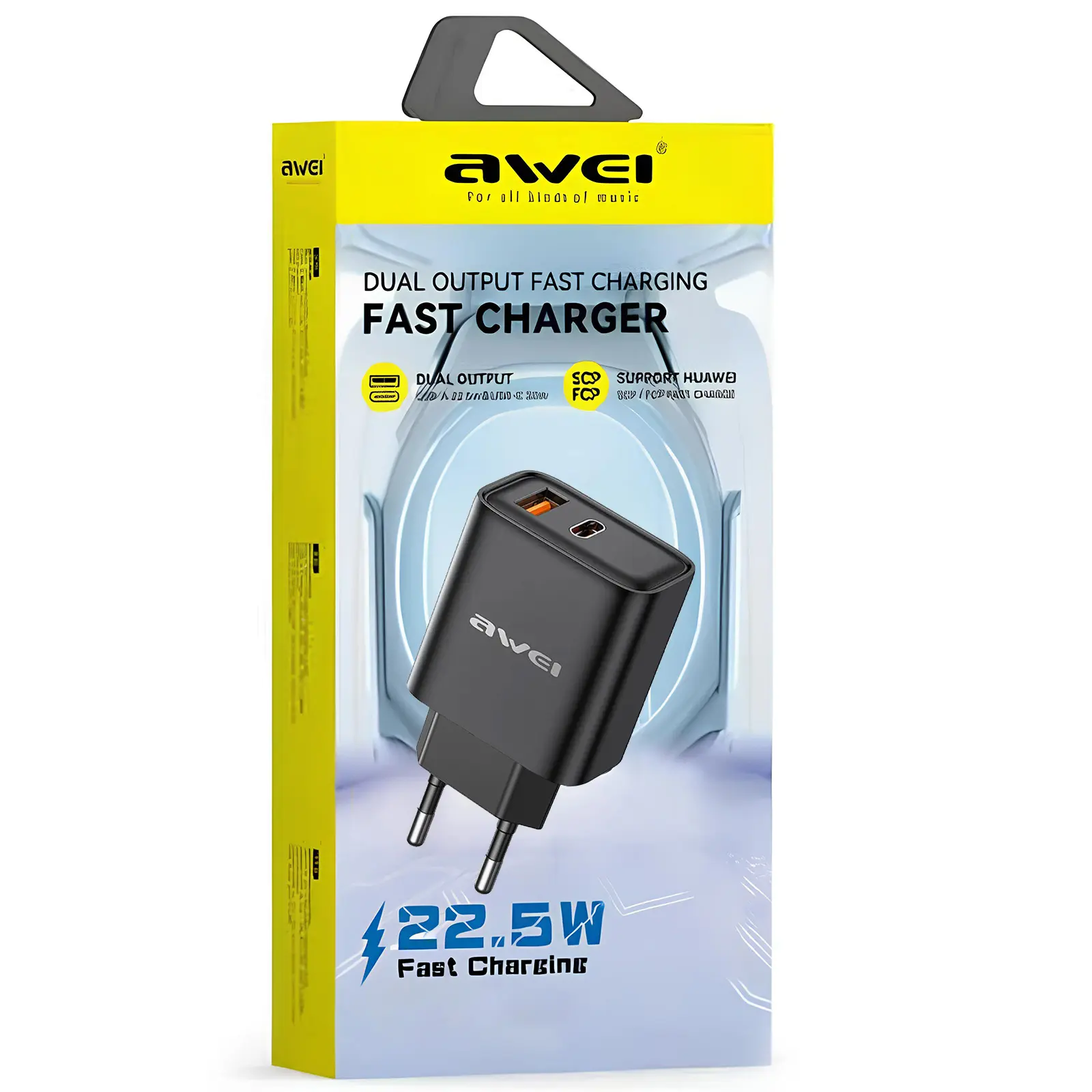 Ładowarka sieciowa Awei PD81 PD20W+QC3.0 (1USB-A/1C), Black 1