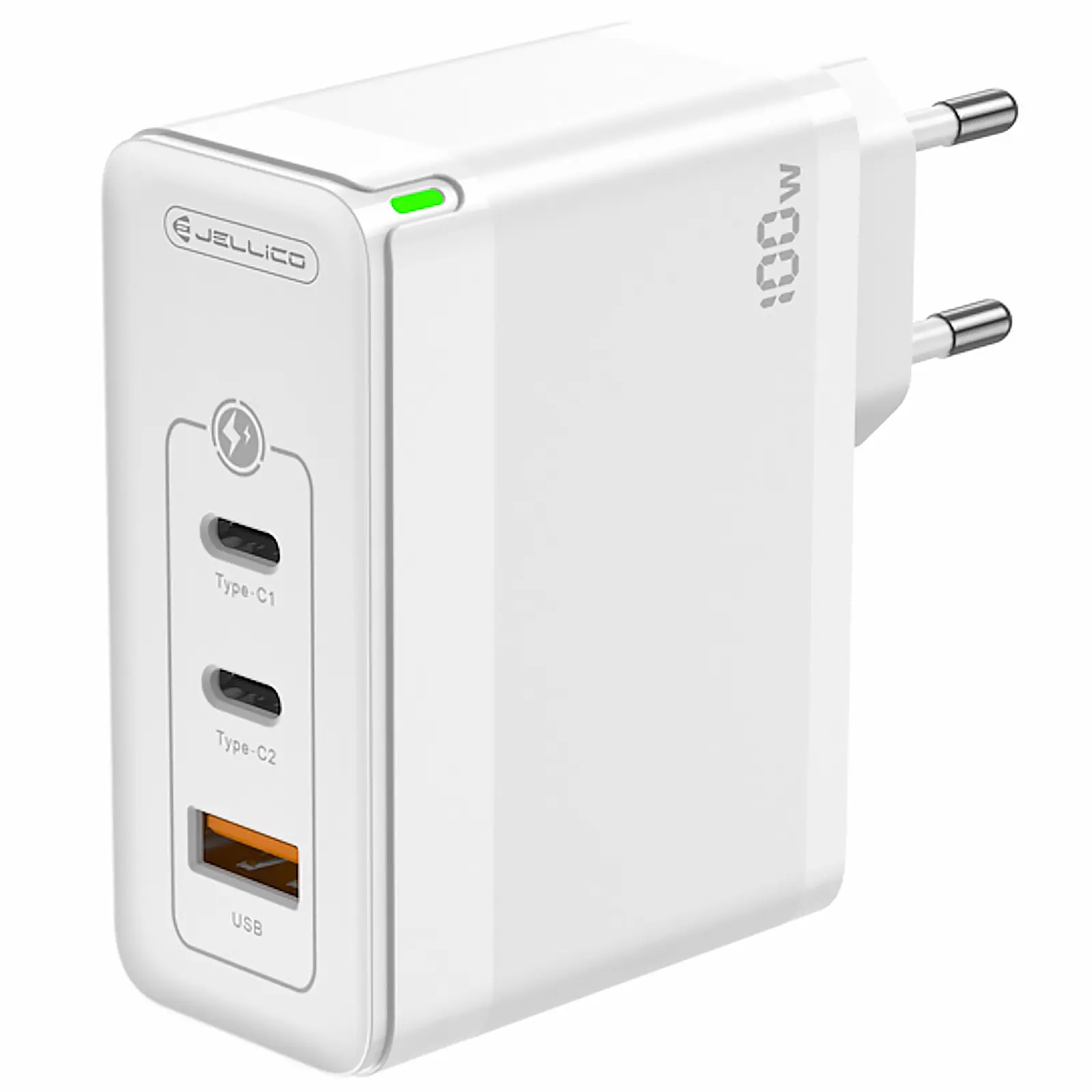 Ładowarka sieciowa Jellico C118 GaN PD100W (1USB-A/2C), White