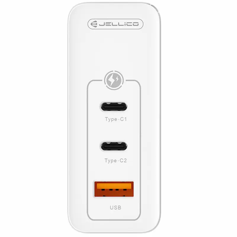 Ładowarka sieciowa Jellico C118 GaN PD100W (1USB-A/2C) + kabel Type-C to Type-C, White 3