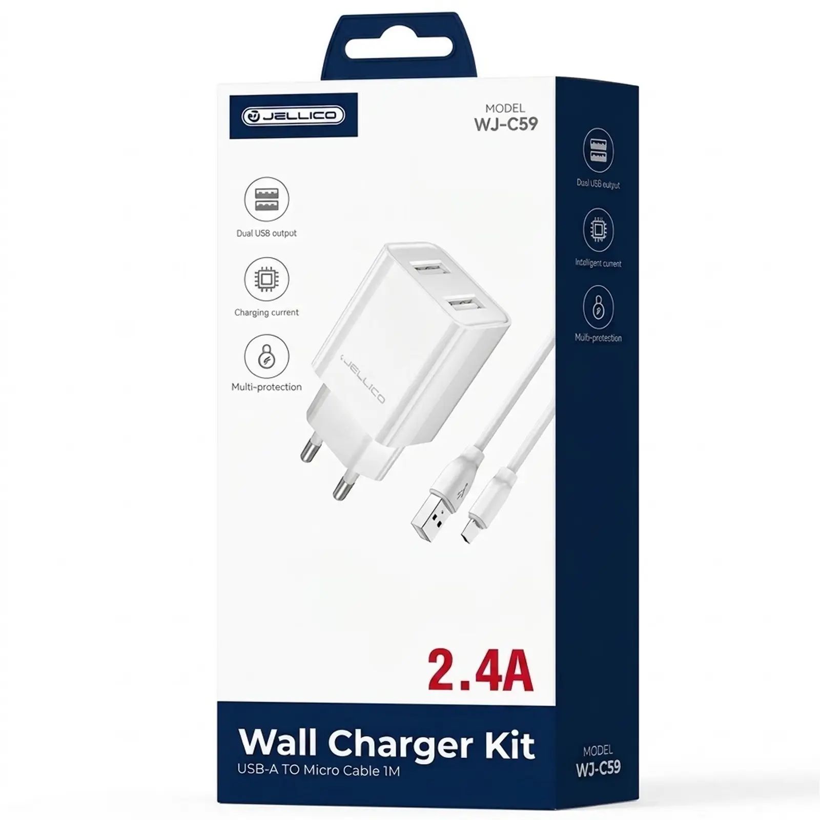 МЗП Jellico WJ-C59 12W (2USB-A) + кабель USB to Type-C, White 1