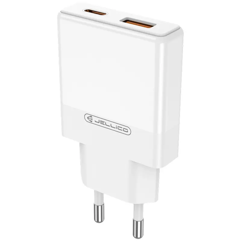 Charger Jellico EU57 PD20W+QC3.0 (1USB-A/1C) + cable Type-C to Lightning, White