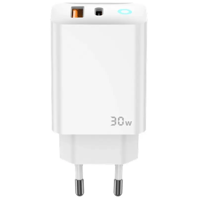 Charger Jellico EU13 GaN PD30W+QC3.0 (1USB-A/1C) + cable Type-C to Type-C, White 1
