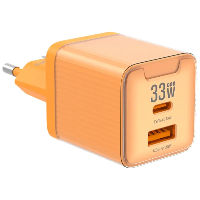 Charger Jellico EU55 GaN PD33W+QC3.0 (1USB-A/1C), Orange 2