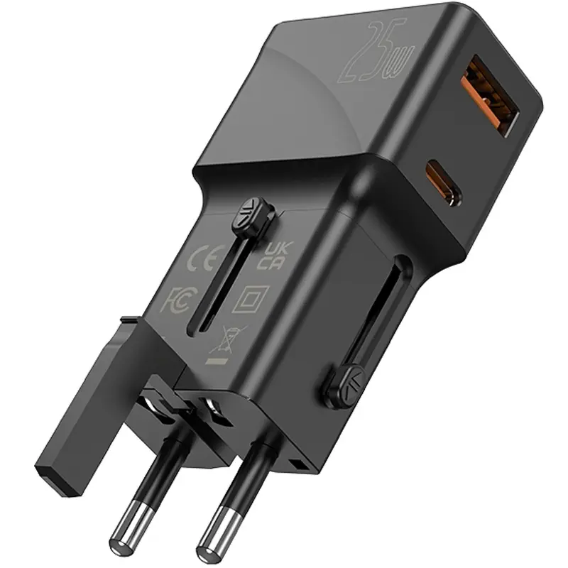 Charger Jellico S6 universal adapter PD25W+QC3.0 (1USB-A/1C), Black 5