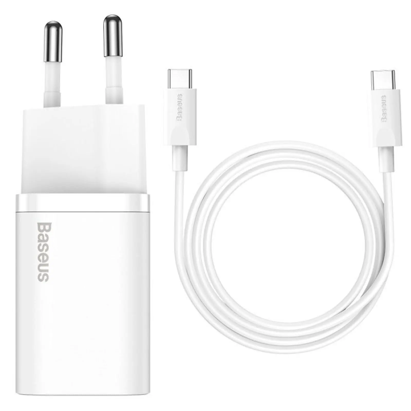 Ładowarka sieciowa Baseus Super Si Quick Charger 25W (1USB-C) + kabel Type-C to Type-C (TZCCSUP-L), Biały