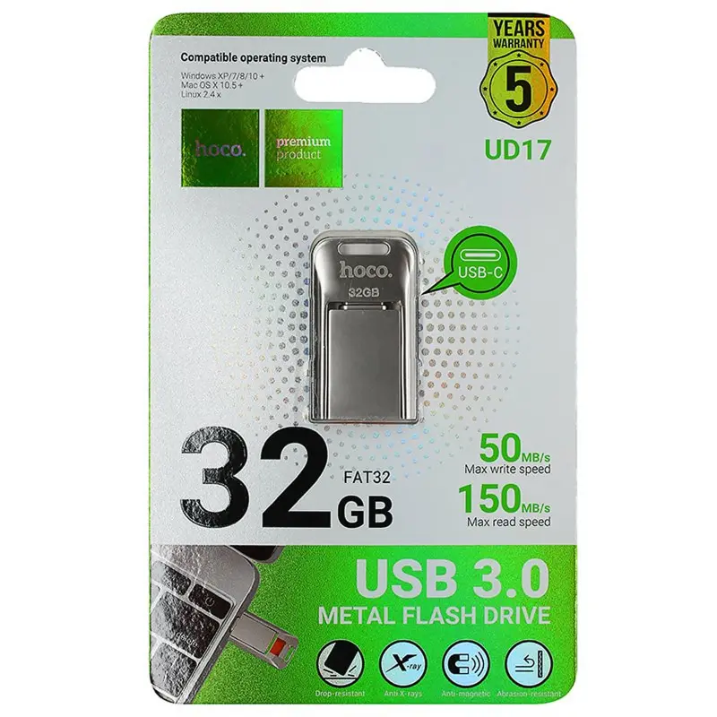 Flash-napęd Hoco UD17 2in1 Type-C USB 3.0 - 32GB, Silver 2