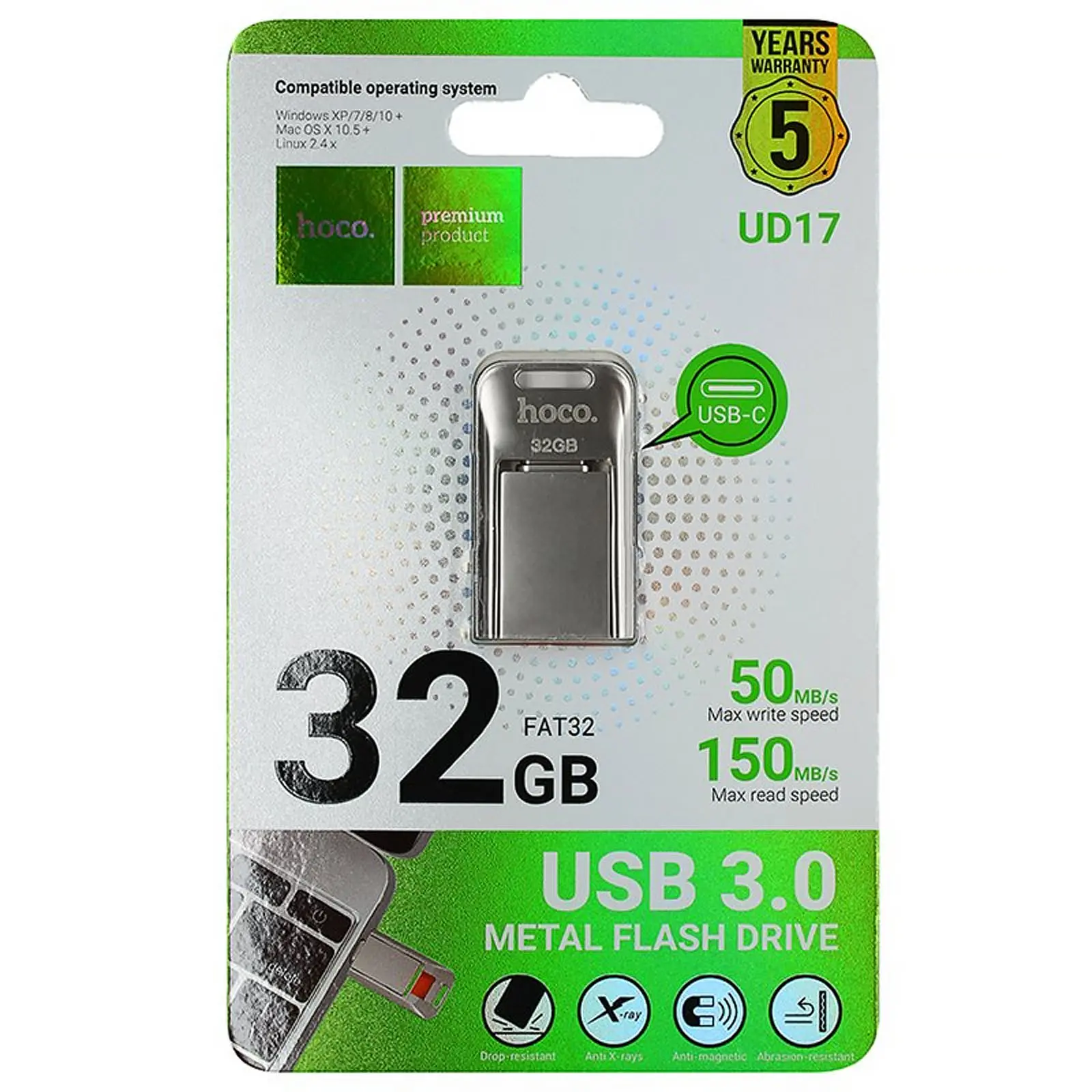 Flash-napęd Hoco UD17 2in1 Type-C USB 3.0 - 32GB, Silver 2