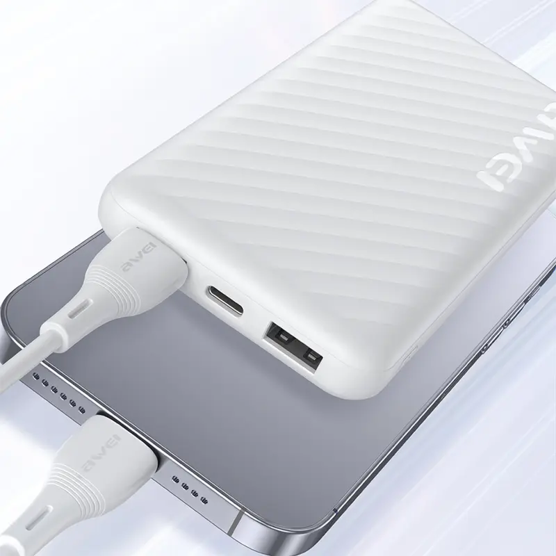 Power Bank Awei P5KPRO 2.1A 10000 mAh, White 2