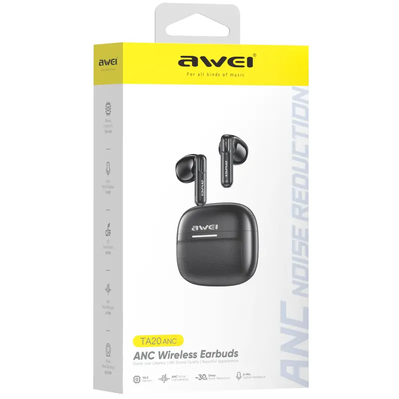 Bezprzewodowy TWS słuchawki Awei TA20 ANC, Black 2