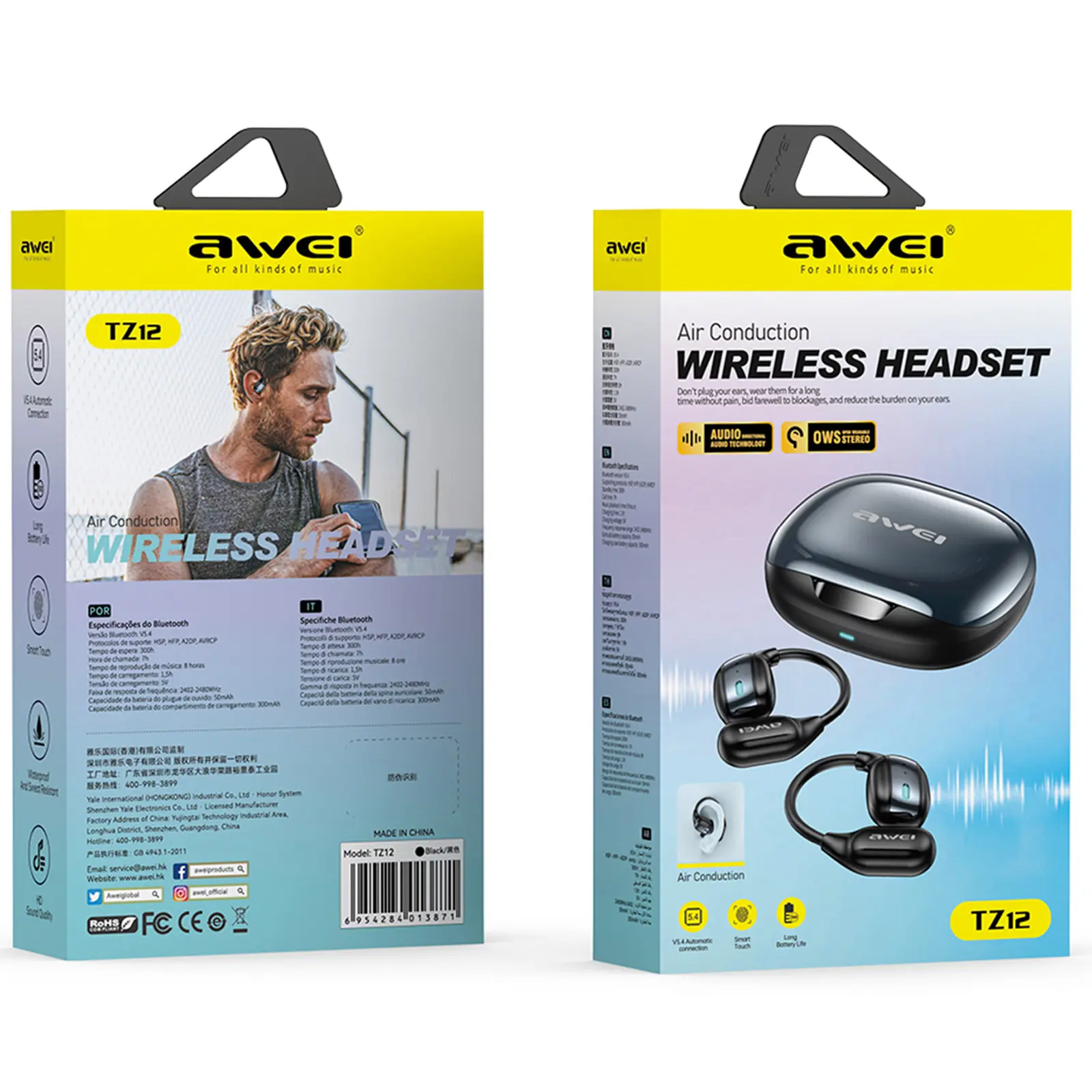 Bezprzewodowy TWS słuchawki Awei TZ12, Black 1