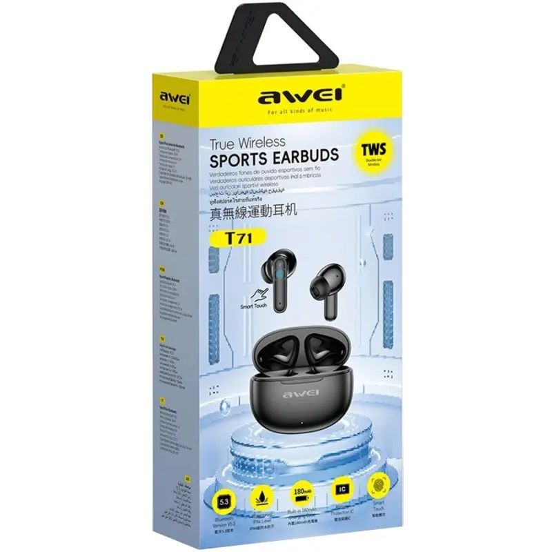 Bezprzewodowy TWS słuchawki Awei T71, Black 2