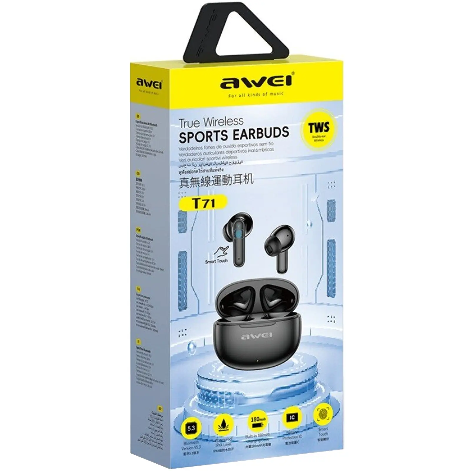 Bezprzewodowy TWS słuchawki Awei T71, Black 2