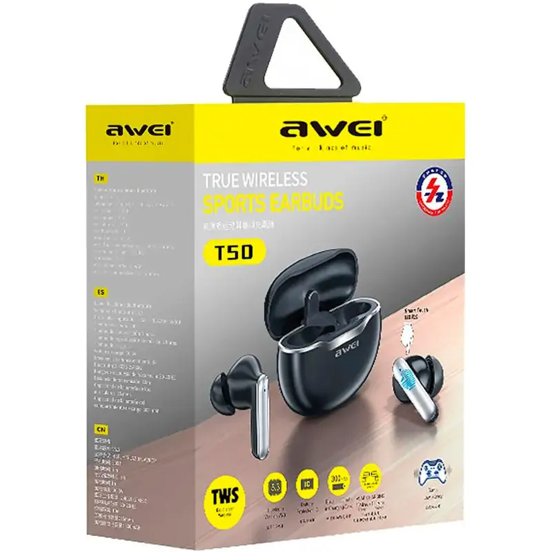 Bezprzewodowy TWS słuchawki Awei T50, White 2