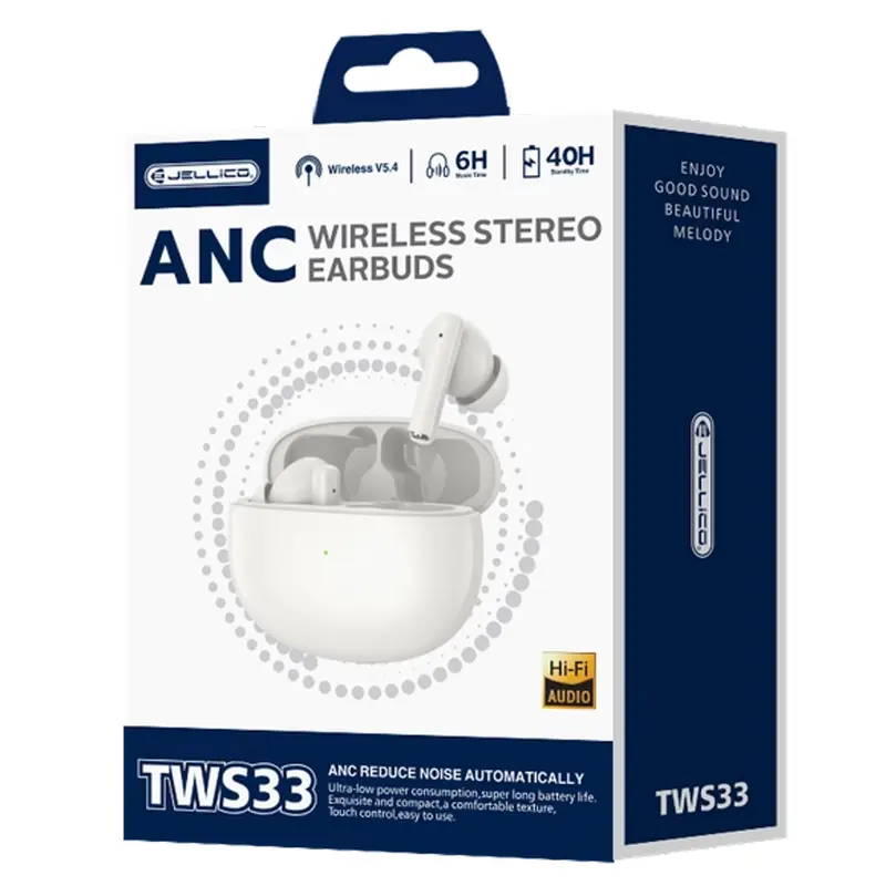 Słuchawki TWS Bluetooth Jellico TWS33 ANC, White 1