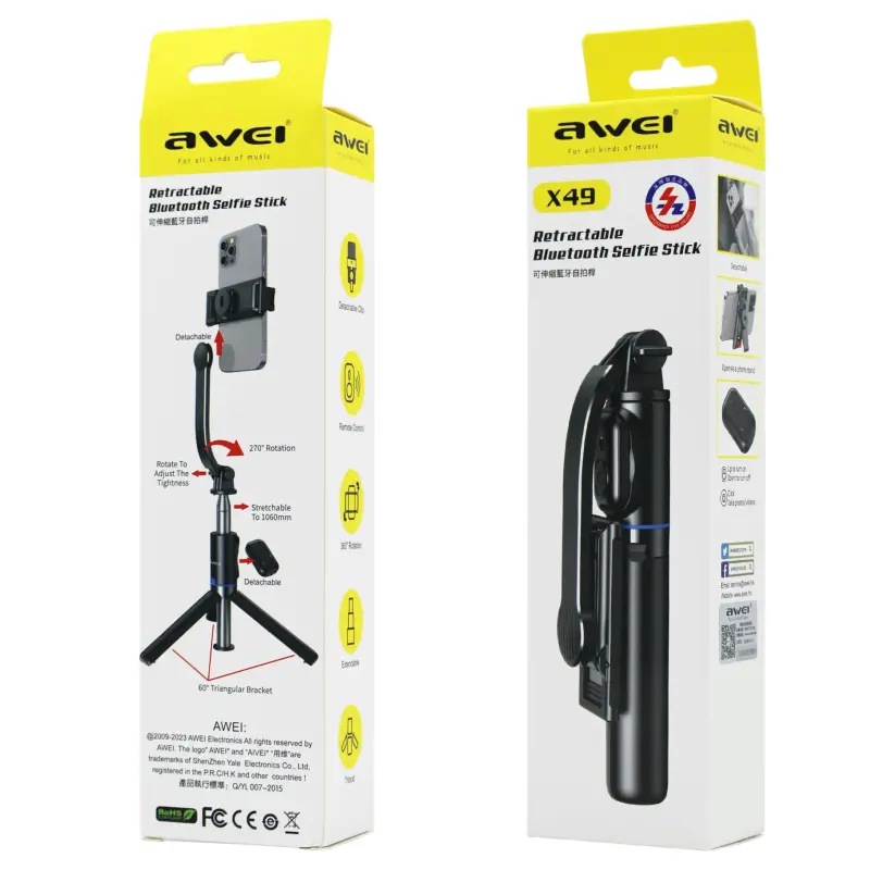 Monopod Awei X49 portable, Black 3