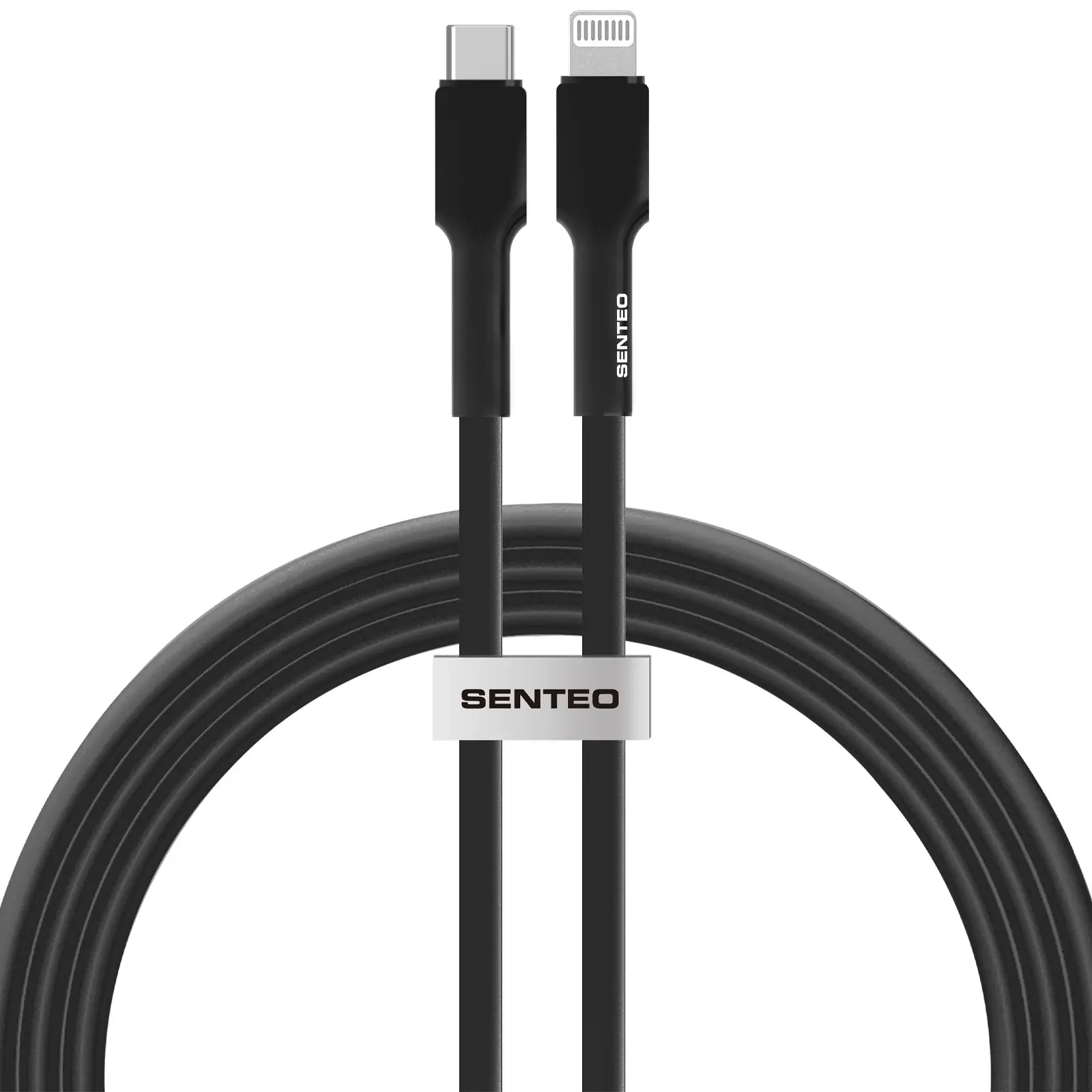 Data kabel Senteo SL-03 soft silicone USB-C to Lightning 20W (1m), Black