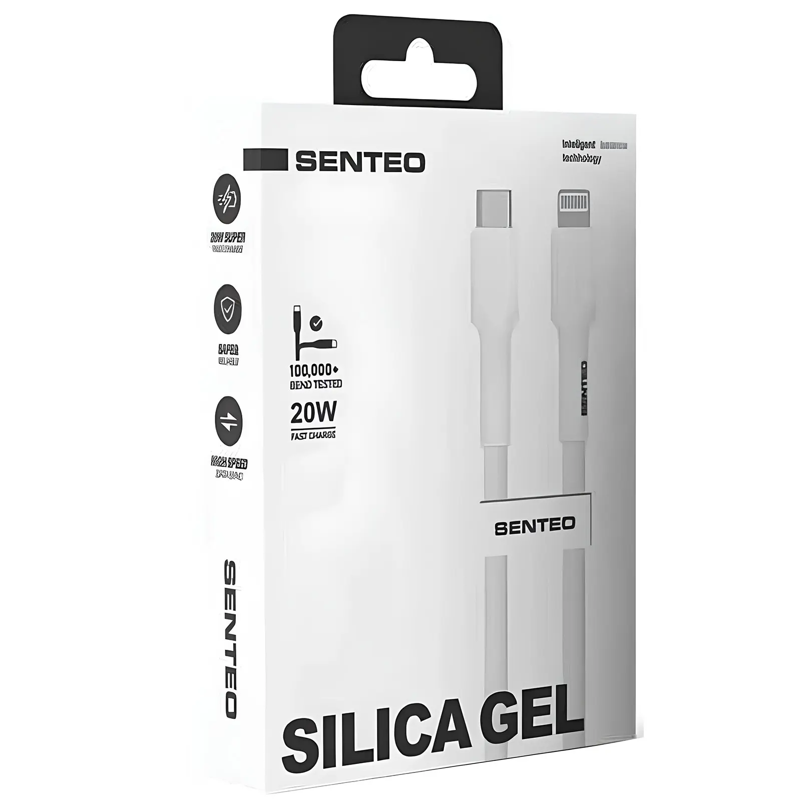Data kabel Senteo SL-03 soft silicone USB-C to Lightning 20W (1m), White 1