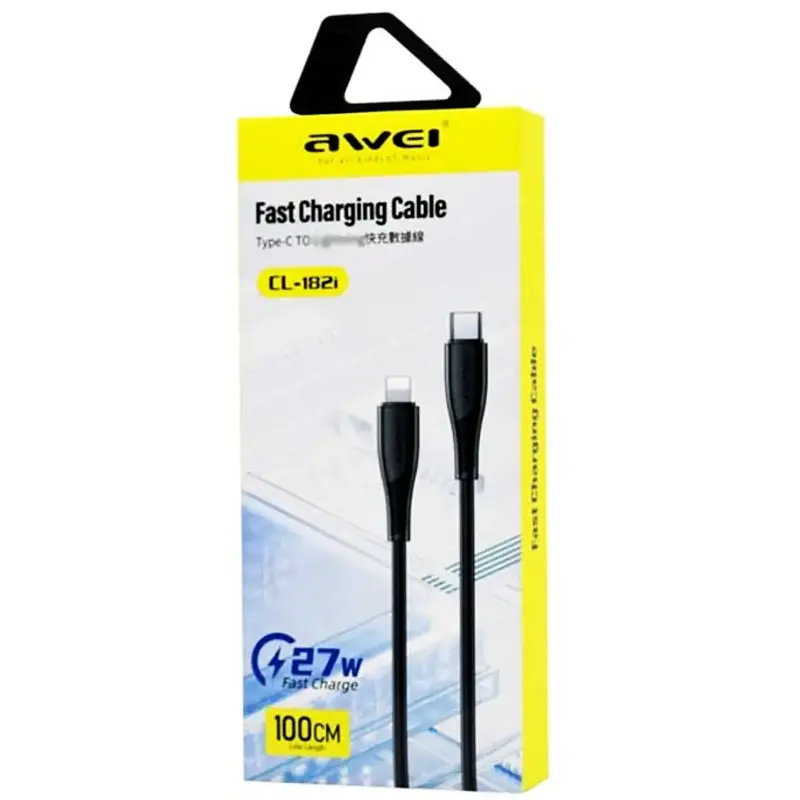Data kabel Awei CL-182 Type-C to Lightning 27W (1m), White 1