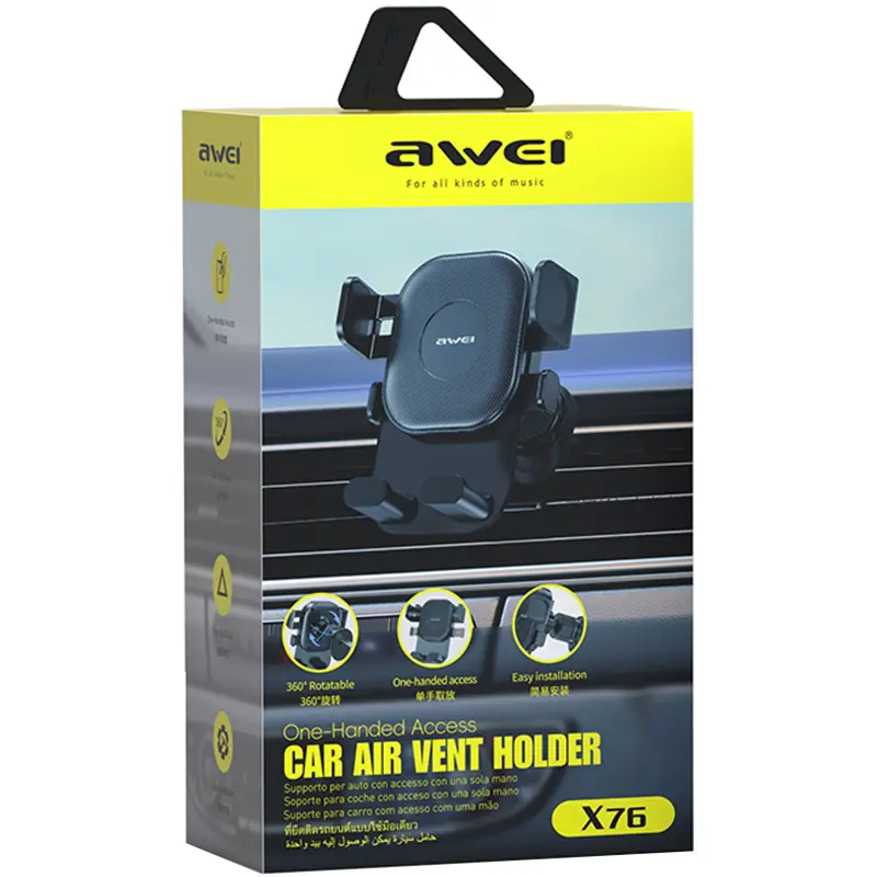 Uchwyt samochodowy Awei X76 Gravity Car Mount, Black 2