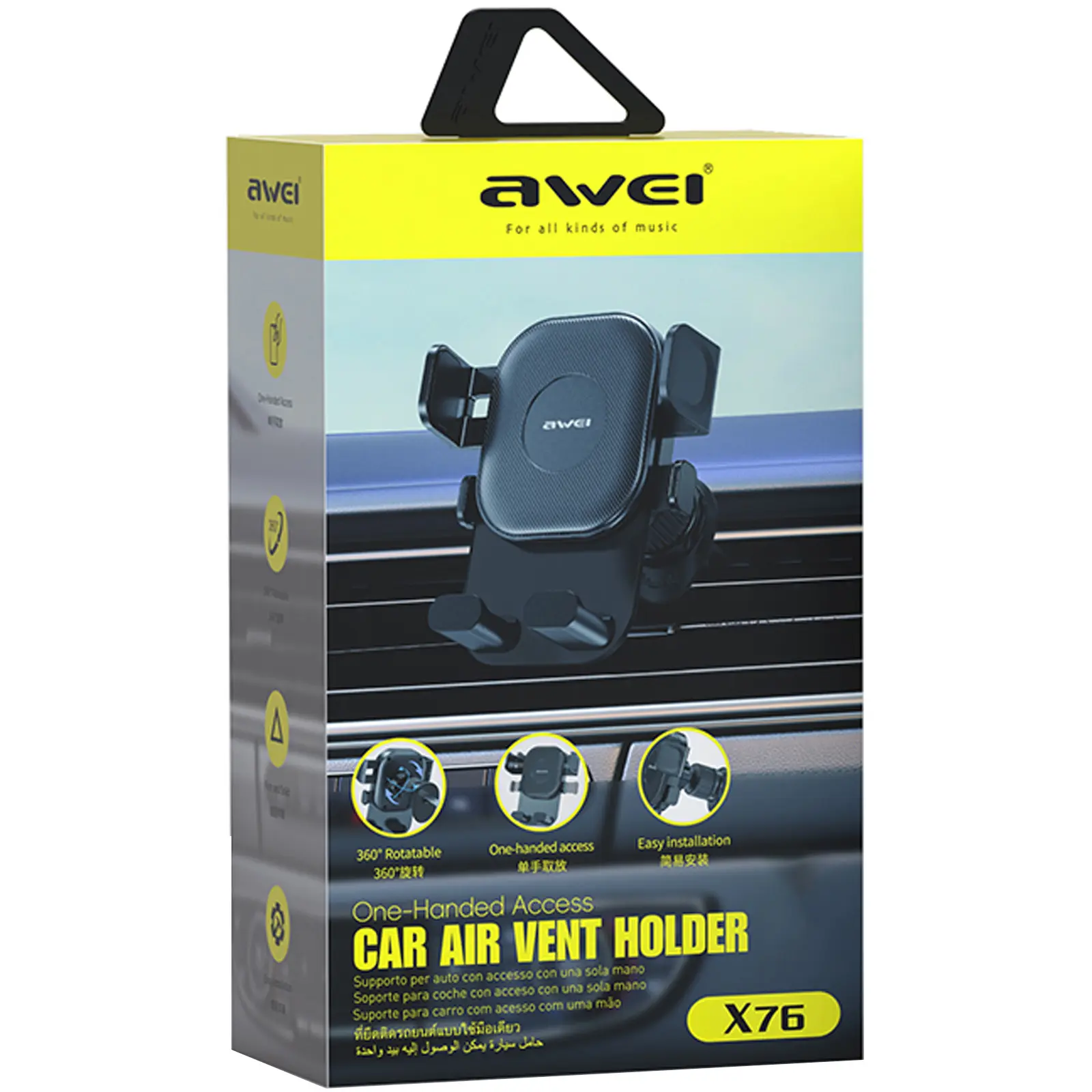 Uchwyt samochodowy Awei X76 Gravity Car Mount, Black 2