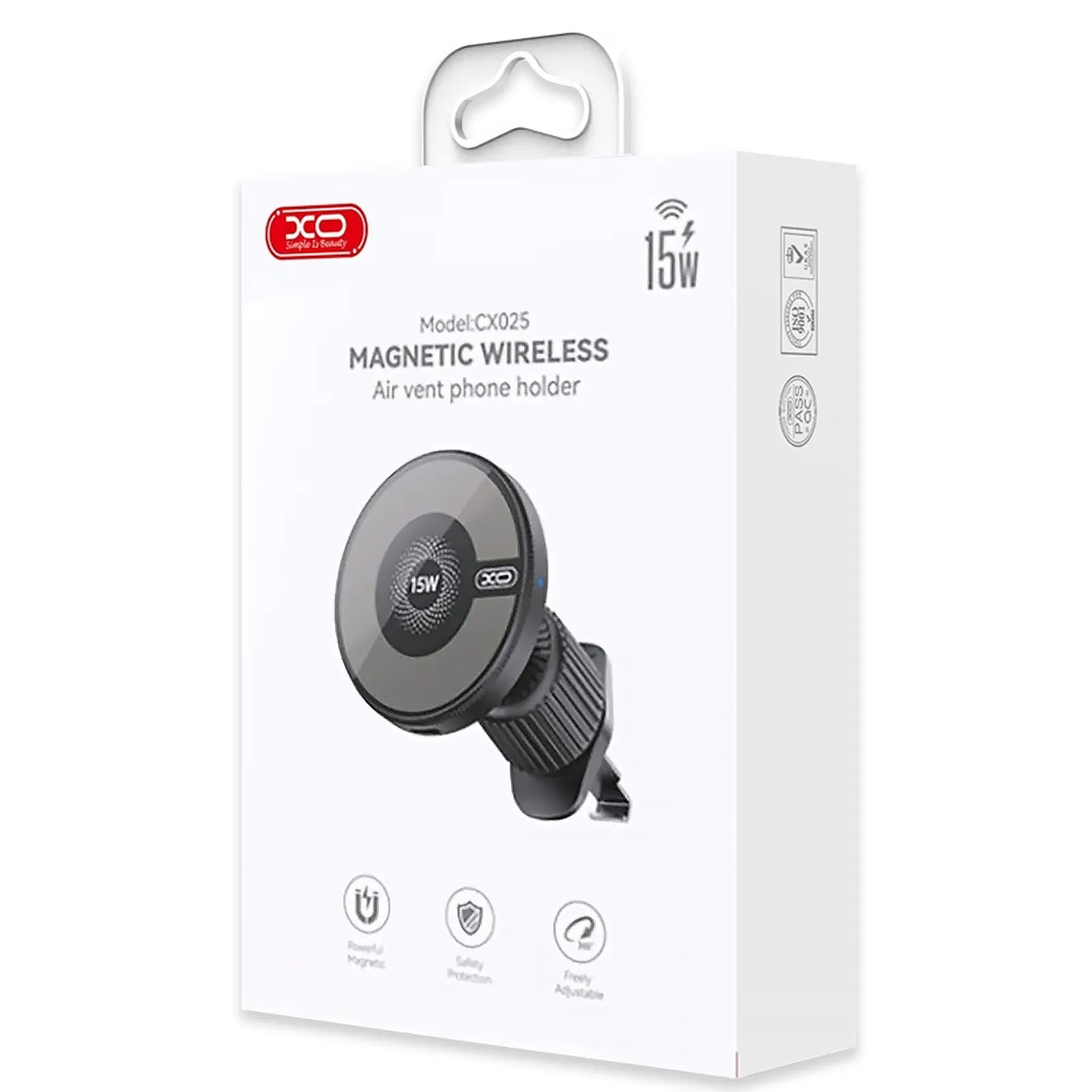 Uchwyt samochodowy XO CX025 magnet Wireless 15W, Black 3