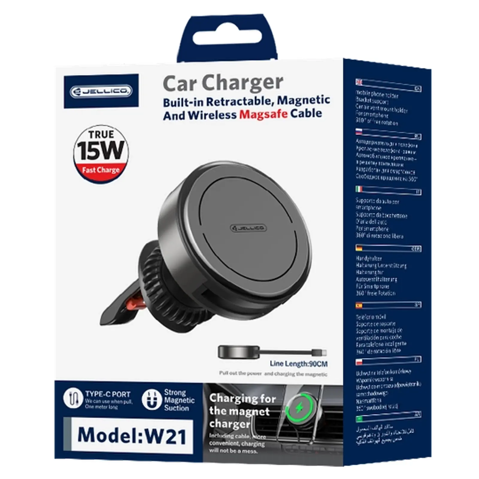 Uchwyt samochodowy z ładowarka bezprzewodowa Jellico W21 15W, Black 4