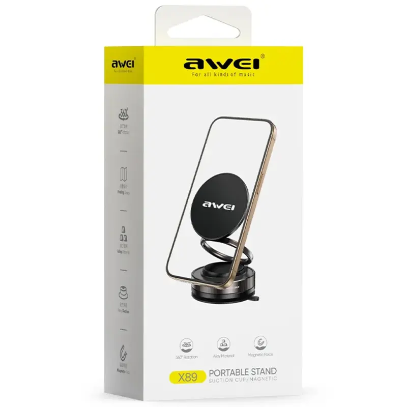 Автотримач Awei X89 magnetic (center console), Black 1